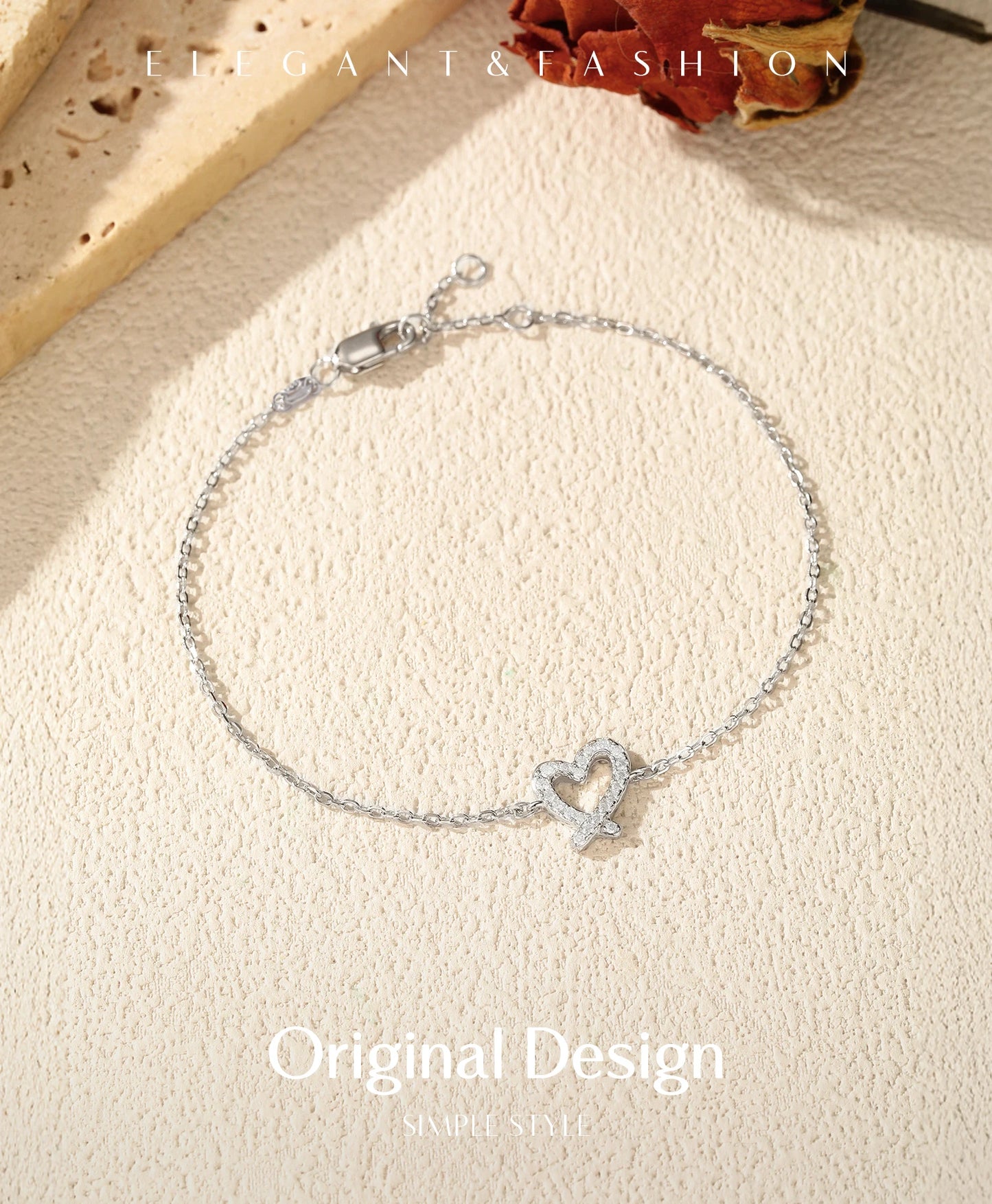 MODIAN D Color Moissanite 925 Sterling Silver Sweet Romantic Irregular Heart Link Chain Bracelet For Women Fine Jewelry