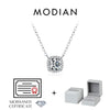 MODIAN 1 Carat Square Cushion Cut Halo Moissanite Pendant Necklace For Women 925 Sterling Silver Dazzling Wedding Bridal Jewelry
