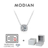 MODIAN Square & Round Halo Moissanite 925 Sterling Silver Pendant Necklace D Color VVS1 Lab Diamond Necklace For Women Jewelry