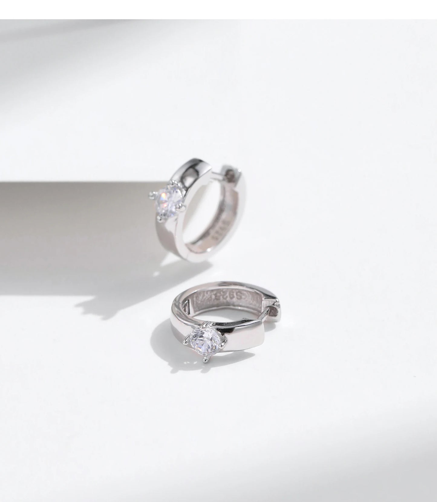 MODIAN Round Moissanite Ear Buckles Lab Diamond 925 Sterling Silver Engagement & Wedding Hoop Earrings for Women Jewelry Gifts