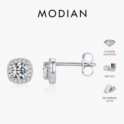 MODIAN D Color Moissanite Stud Earrings Brilliant Square Cut Lab Created Diamond 925 Silver Earrings For Women Wedding Jewelry