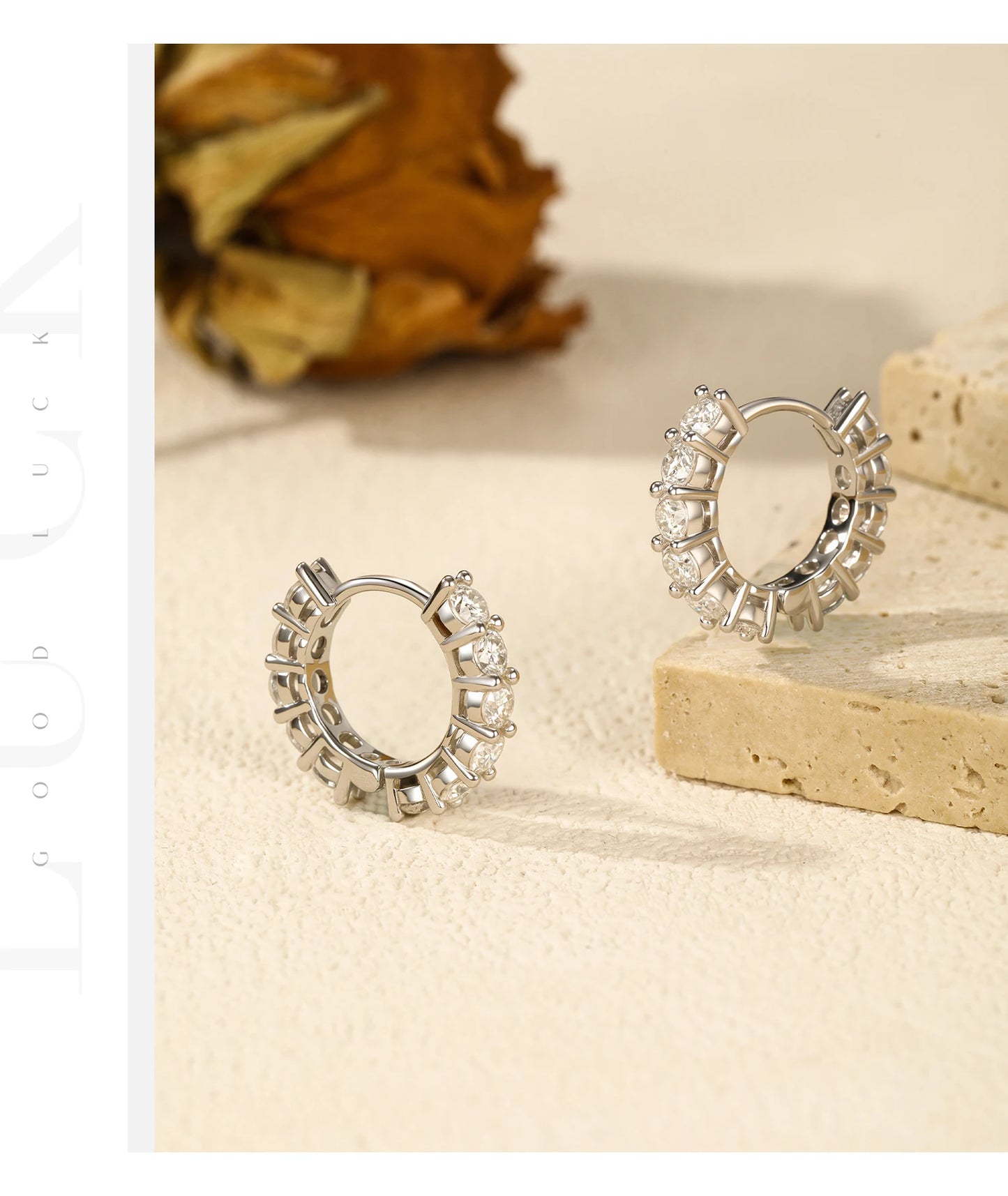 MODIAN D Color Sparkling Moissanite Ear Buckles Lab Diamond 925 Sterling Silver Luxury Hoop Earrings for Women Jewelry Gifts