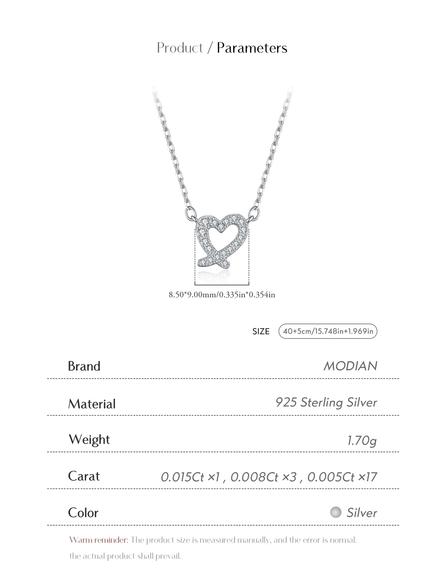 MODIAN D Color Moissanite Necklaces 925 Sterling Silver Exquisite Sweet Irregular Heart Pendant Necklace For Women Fine Jewelry