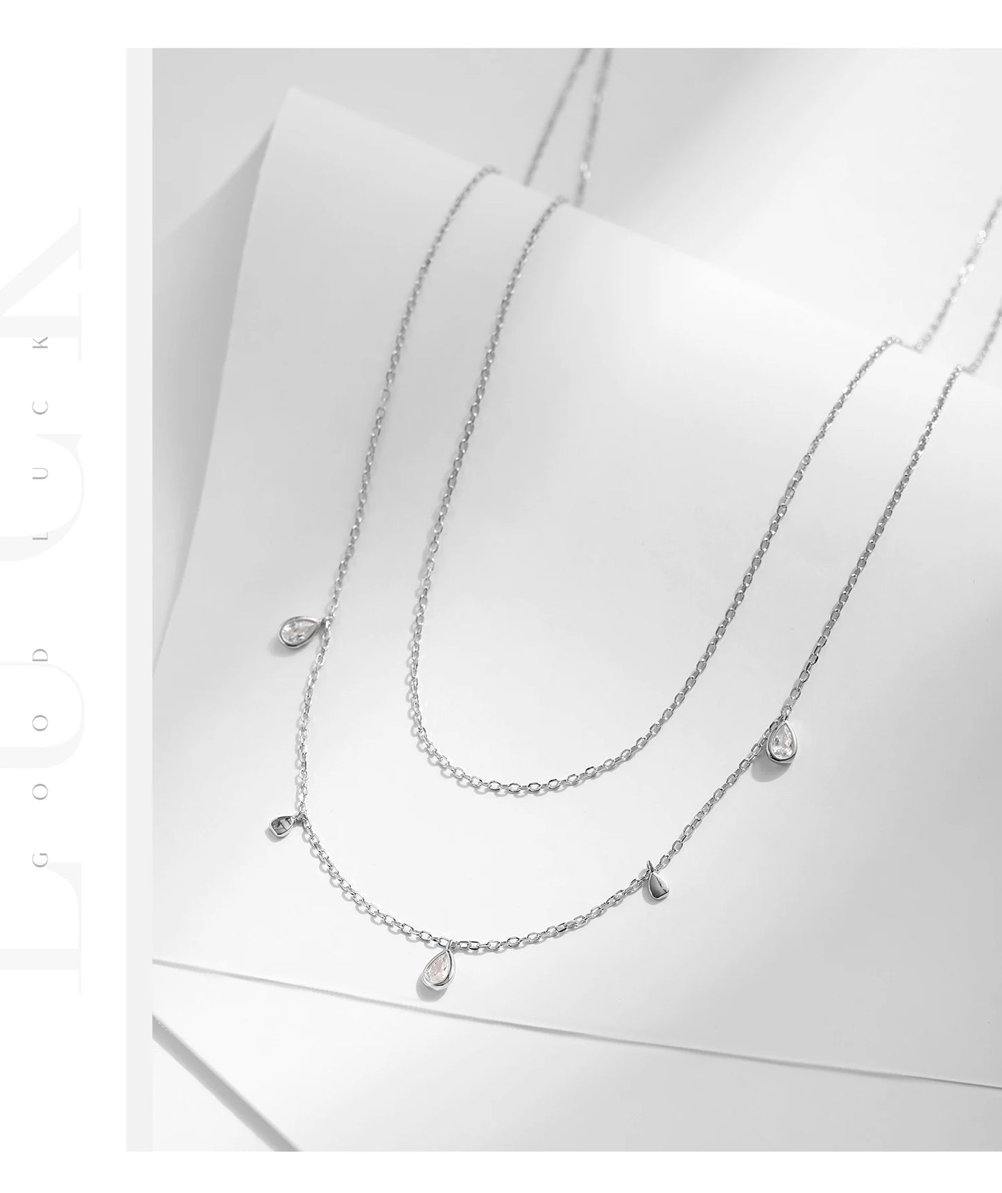 MODIAN Pear Shape Moissanite Pendant Necklace 925 Sterling Silver Double Layer Necklaces For Women Luxury Wedding Jewelry