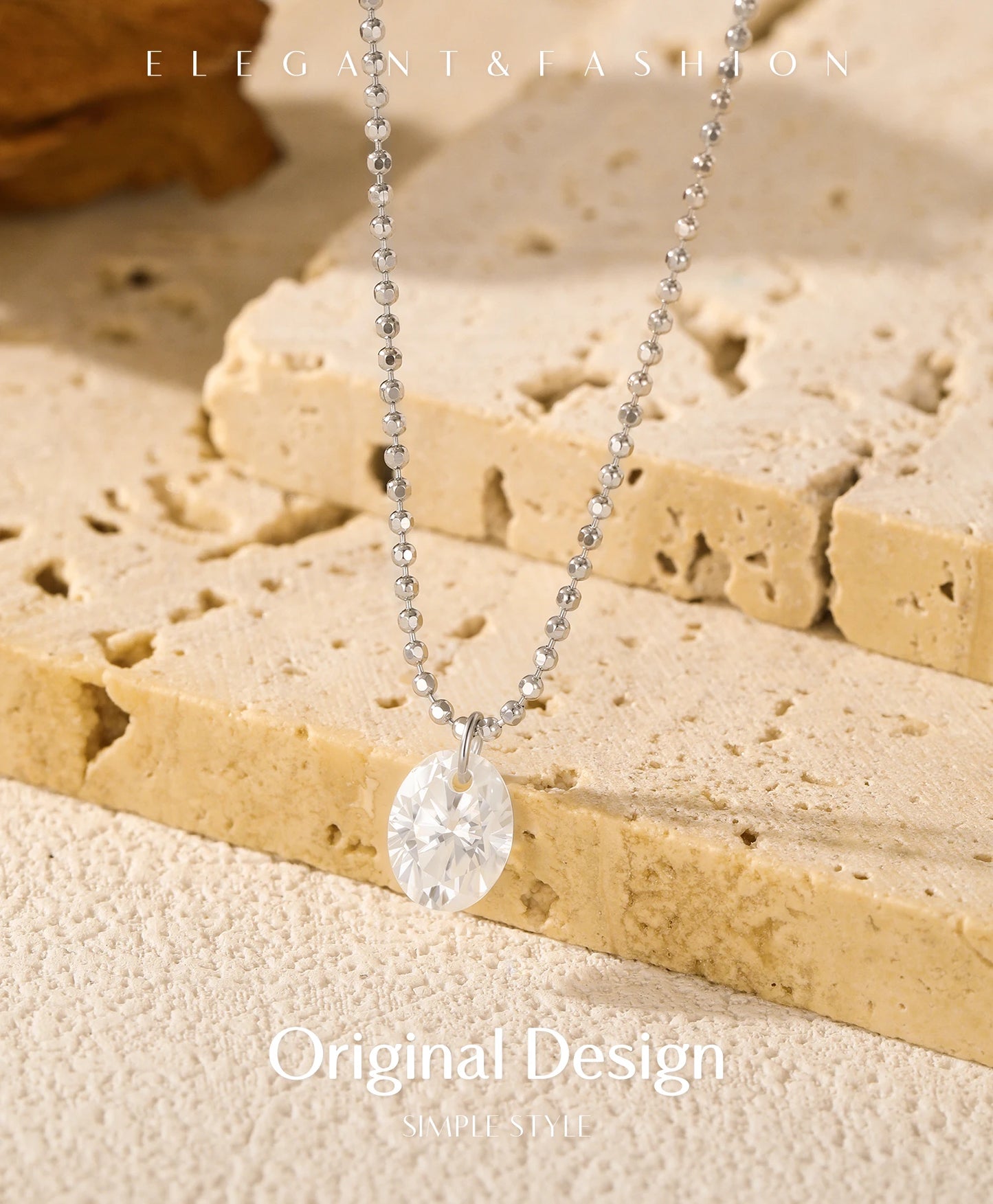 MODIAN 1.5 Carat Oval Moissanite Pendant 925 Sterling Silver Simple Beads Chain Pendant Necklace For Women Daily Fine Jewelry