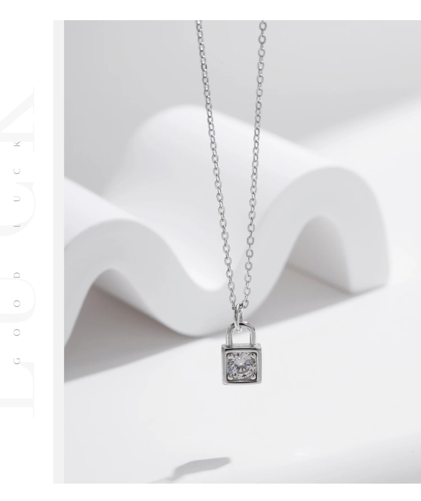 MODIAN 0.5 Carat D Color Moissanite Lock Pendant Necklace For Women 925 Sterling Silver Party Stackable Fine Jewelry With Boxes