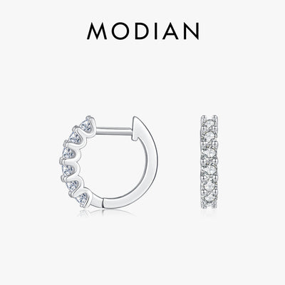 MODIAN D Color Moissanite Small Hoop Earrings 925 Sterling Silver Hollow Sparkling Ear Buckles For Women Wedding Fine Jewelry
