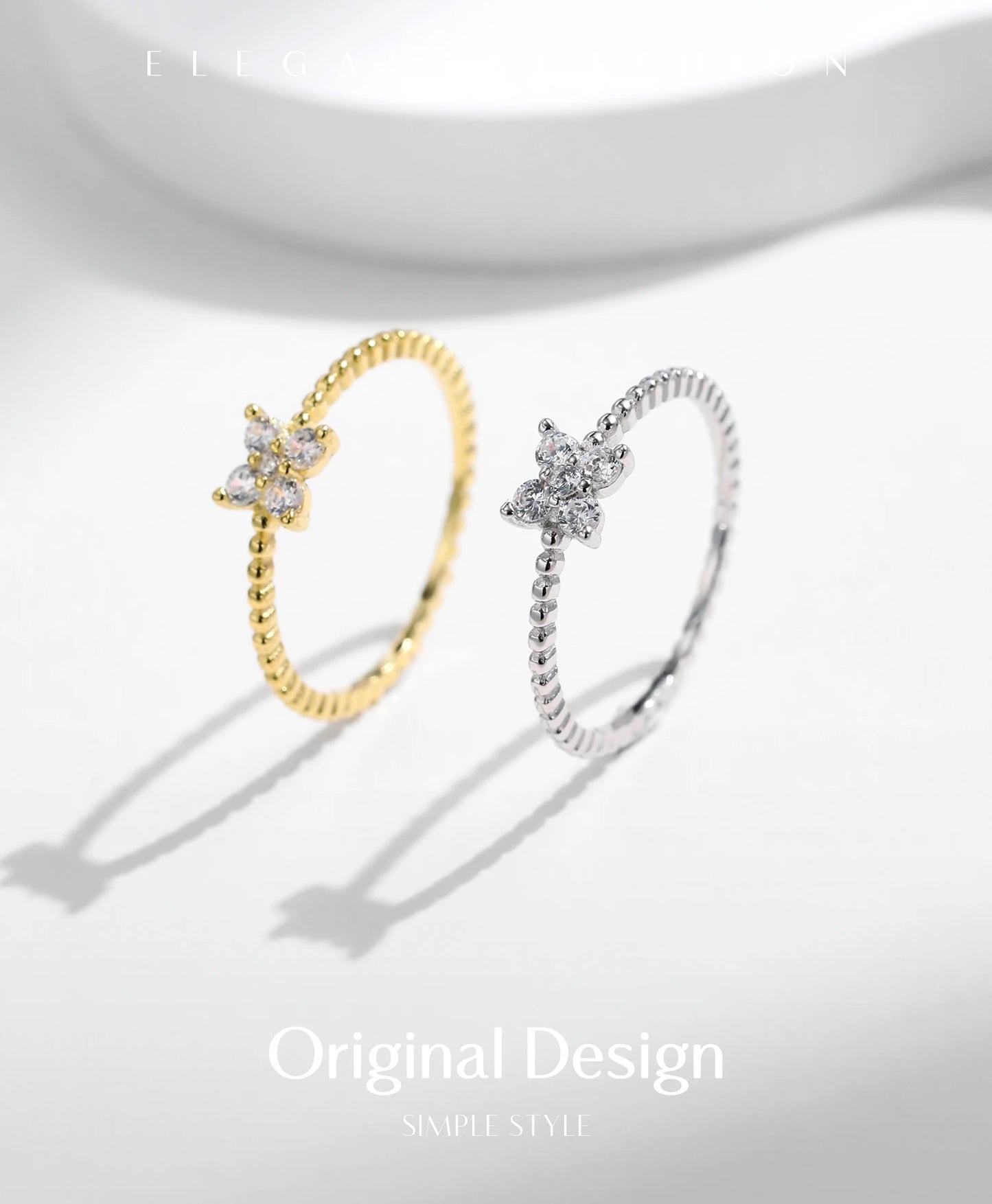 MODIAN Four Leaf Clover D Color Moissanite Ring 925 Sterling Silver Stackable Beads Trendy Finger Ring For Women Fine Jewelry