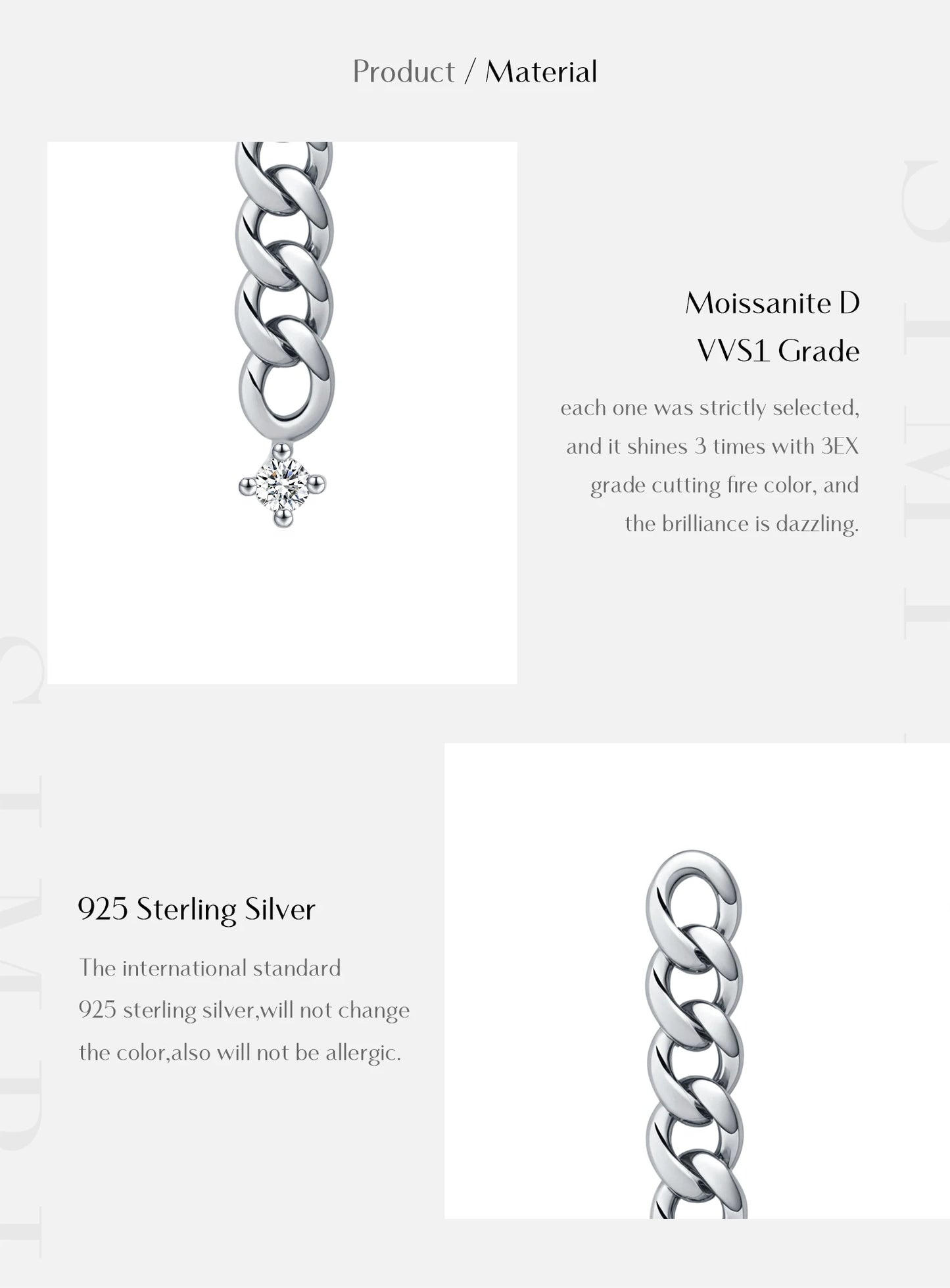MODIAN D Color Moissanite Link Chain Stud Earrings 925 Sterling Silver Exquisite Trendy Earrings For Women Vacation Fine Jewelry