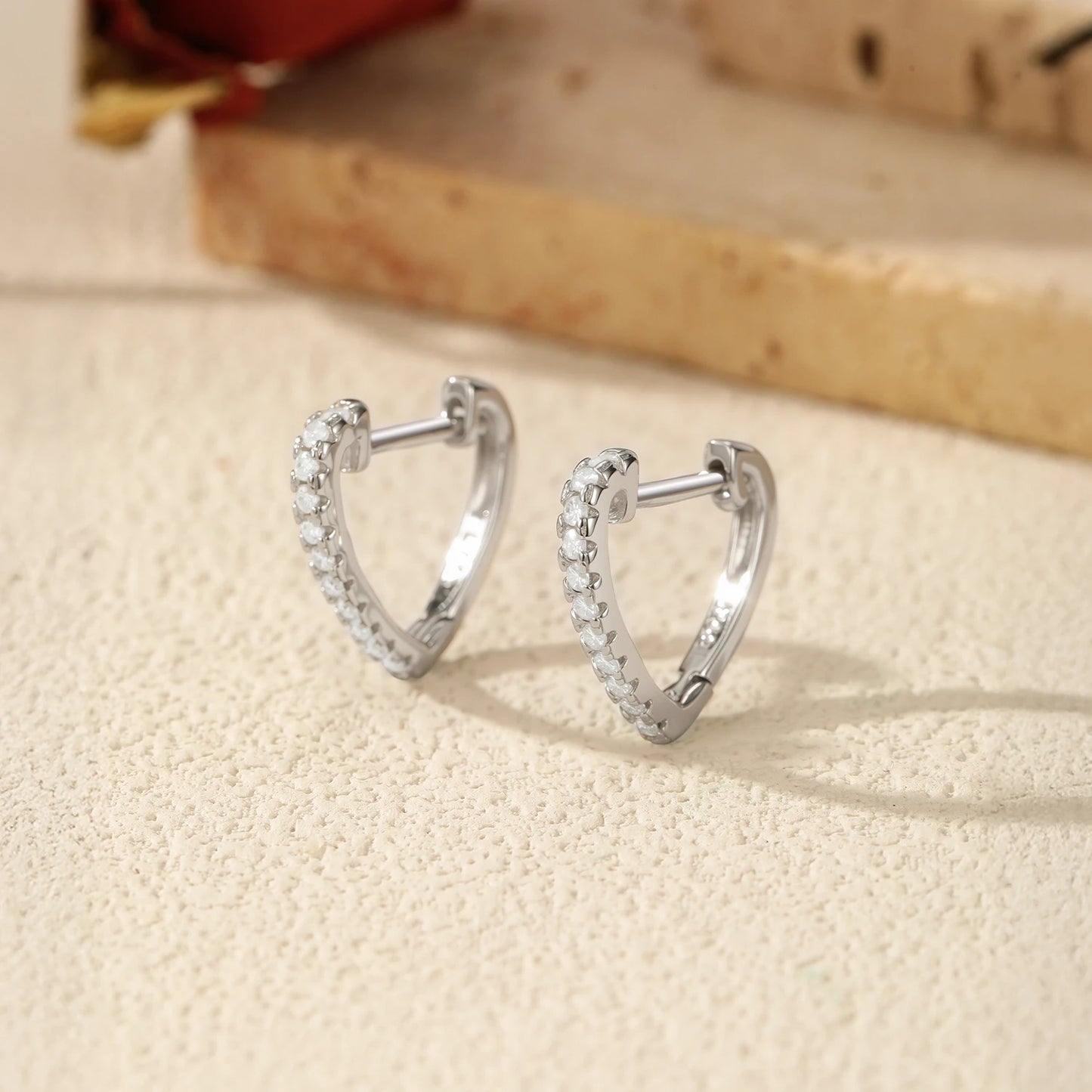 MODIAN D Color Moissanite Ear Buckle 925 Sterling Silver Fashion Heart Sparkle Hoop Earrings For Women Party Fine Jewelry