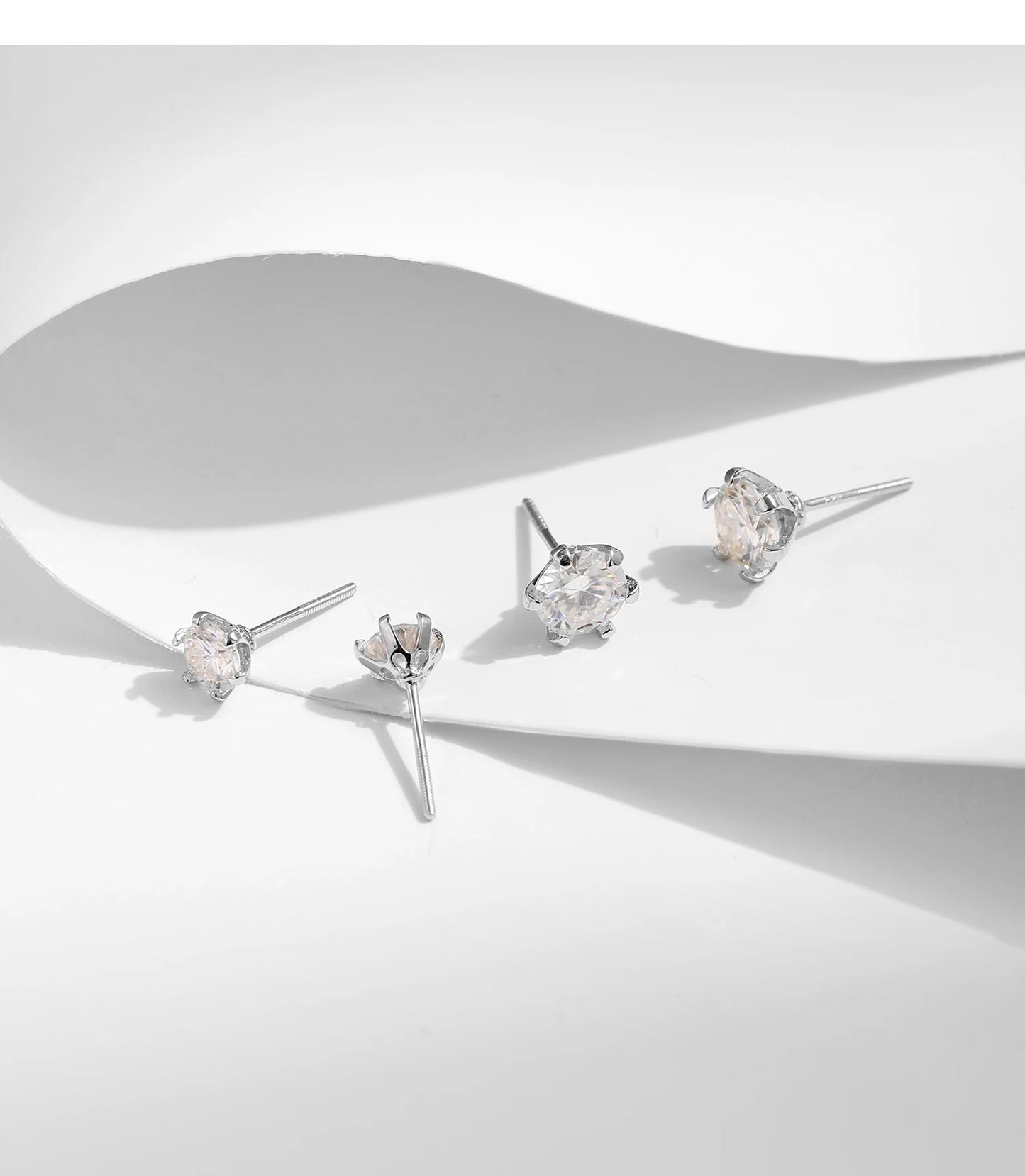 MODIAN 1 Carat D Color Moissanite Stud Earrings 925 Sterling Silver Sparkling Wedding Platinum Plated Fine Jewelry For Women