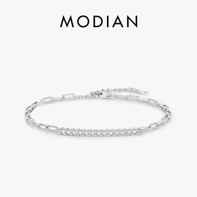 MODIAN Sparkling D Color Moissanite Bracelet 925 Sterling Silver Lock Stackable Trendy Bracelets For Women Jewelry With Gift Box