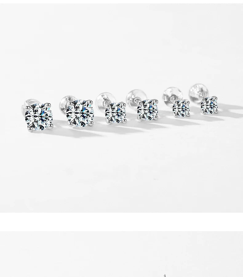 Modian Moissanite 1CT 2CT D Color VVS1 EX Luxury Stud Earrings 925 Sterling Silver Sparkling Earrings For Women Wedding Jewelry