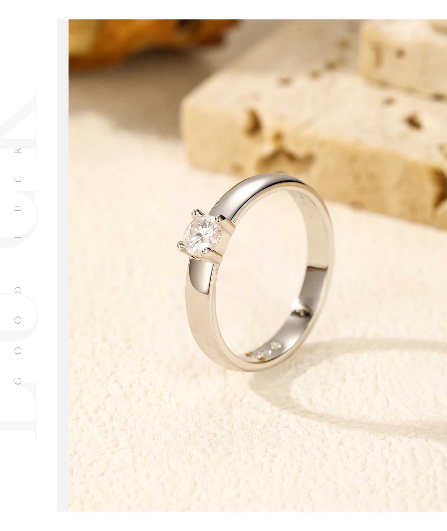 MODIAN D Color Round Moissanite Rings 925 Sterling Silver Fashion Simple Ring For Women Wedding Statement Jewelry Gifts