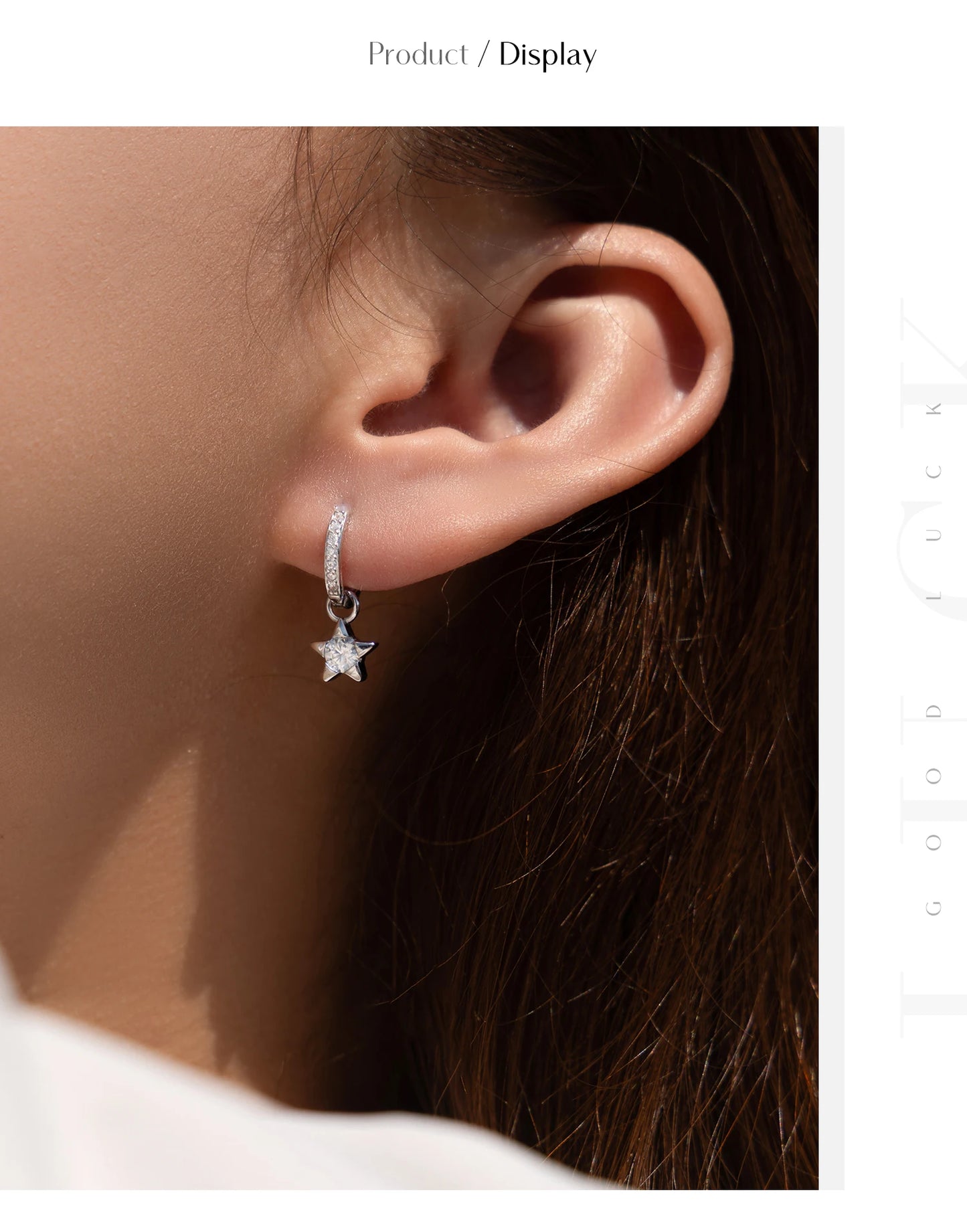 MODIAN D Color Round Moissanite Ear Buckles 925 Sterling Silver Fashion Stars Hoop Earrings For Women Wedding Jewelry Gifts