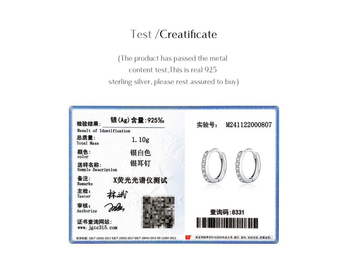 MODIAN D Color Sparkling Moissanite Earrings 925 Sterling Silver Classic Shining Circle Hoop Earrings For Women Fine Jewelry