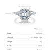 MODIAN 1CT Emerald Cut Moissanite Halo Rings 925 Sterling Silver Luxury Finger Rings For Women Wedding Statement Fine Jewelry