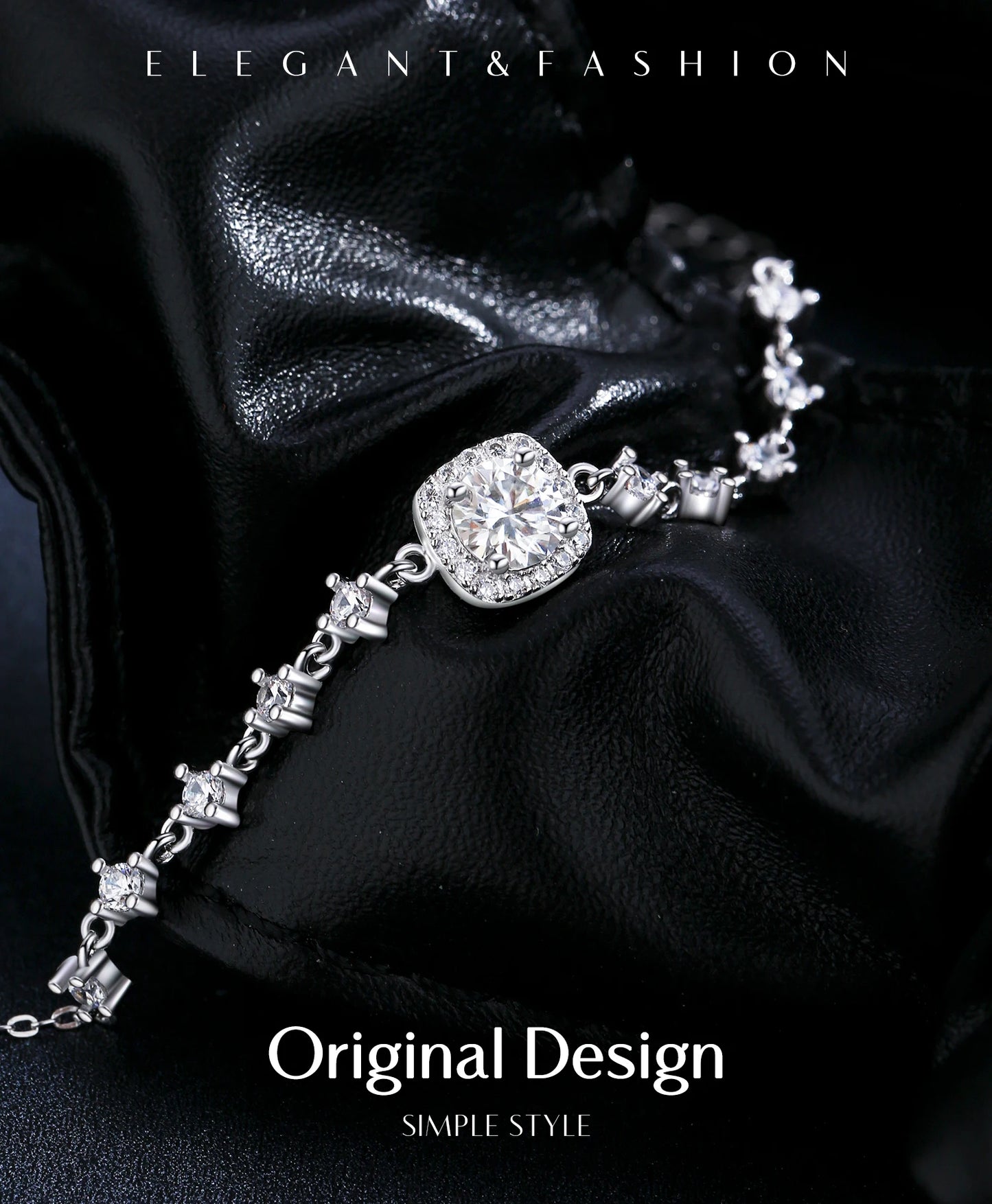 MODIAN 0.8CT D Color Moissanite Luxury Bracelet 925 Sterling Silver Halo Bracelet For Women Bridal Wedding Statement Jewelry