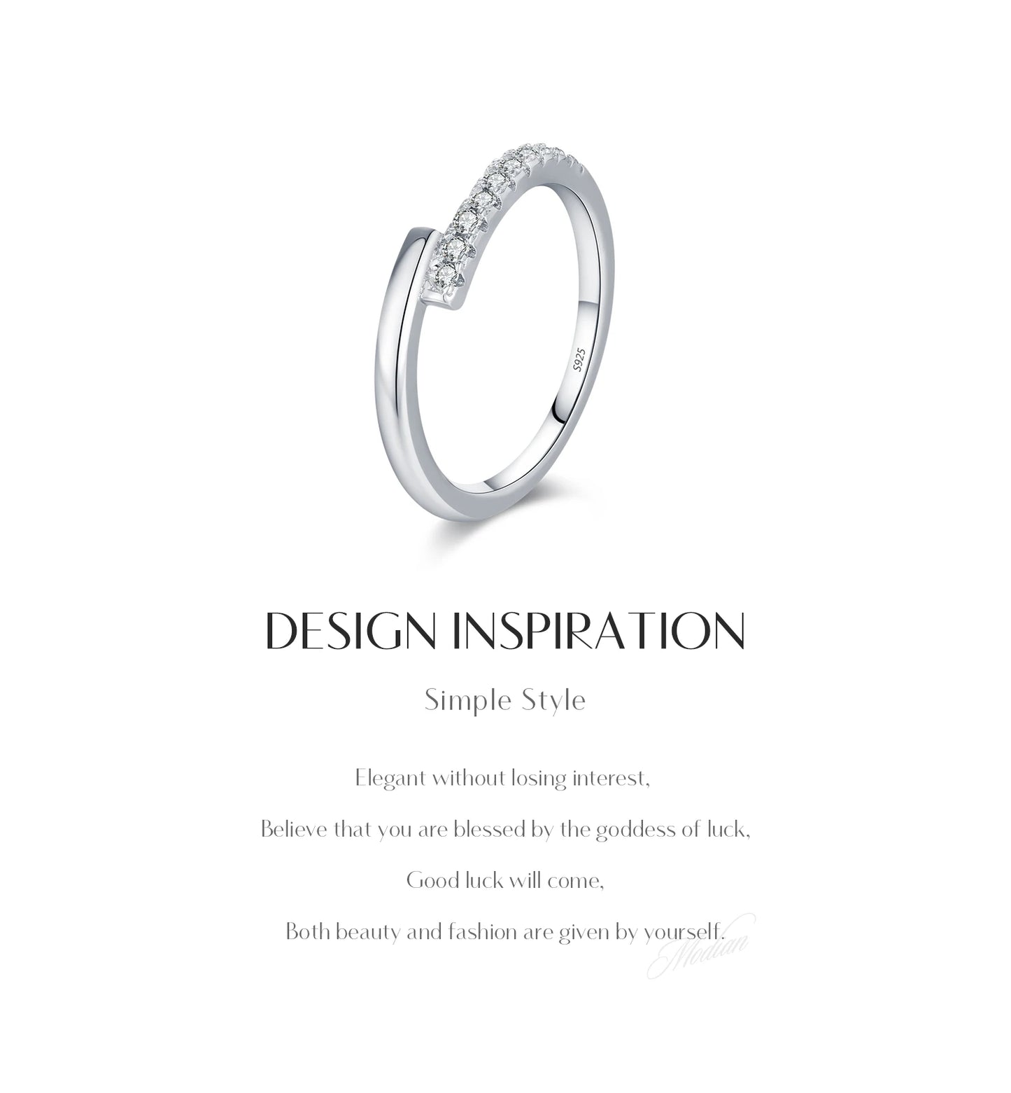 MODIAN D Color Moissanite 925 Sterling Silver Simple Sparkle Geometric Eternity Band Rings For Women Daily OL Fine Jewelry