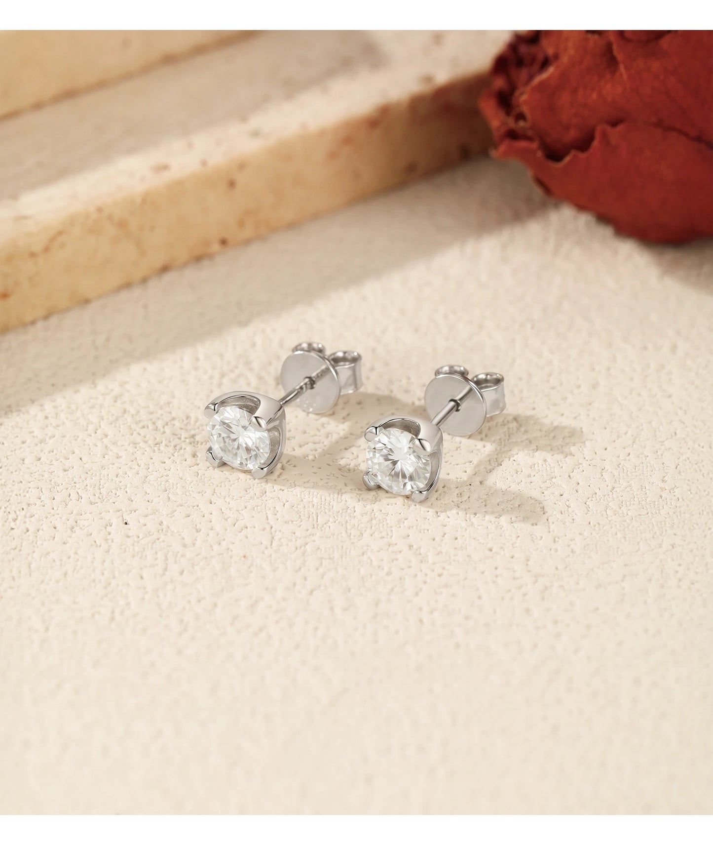 MODIAN 3MM-5MM Size D Color Moissanite 925 Sterling Silver Classic Simple Round Stud Earrings For Women Fine Stackable Jewelry