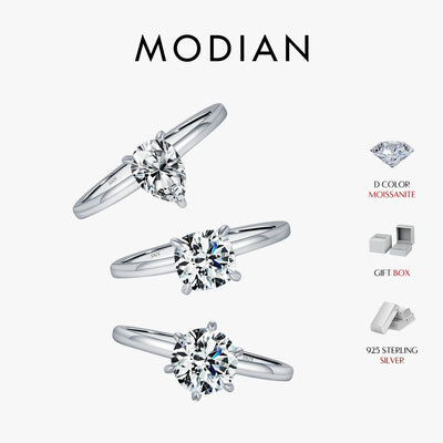 MODIAN Pear Round Square Moissanite Ring 925 Sterling Silver Wedding D Color Lab Created Diamond Rings For Women Fine Jewelry