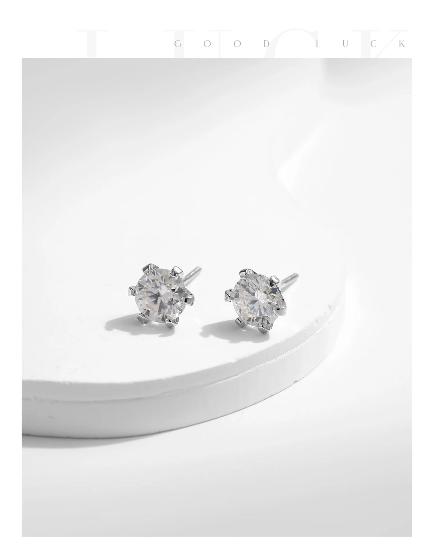 MODIAN 1 Carat D Color Moissanite Stud Earrings 925 Sterling Silver Sparkling Wedding Platinum Plated Fine Jewelry For Women
