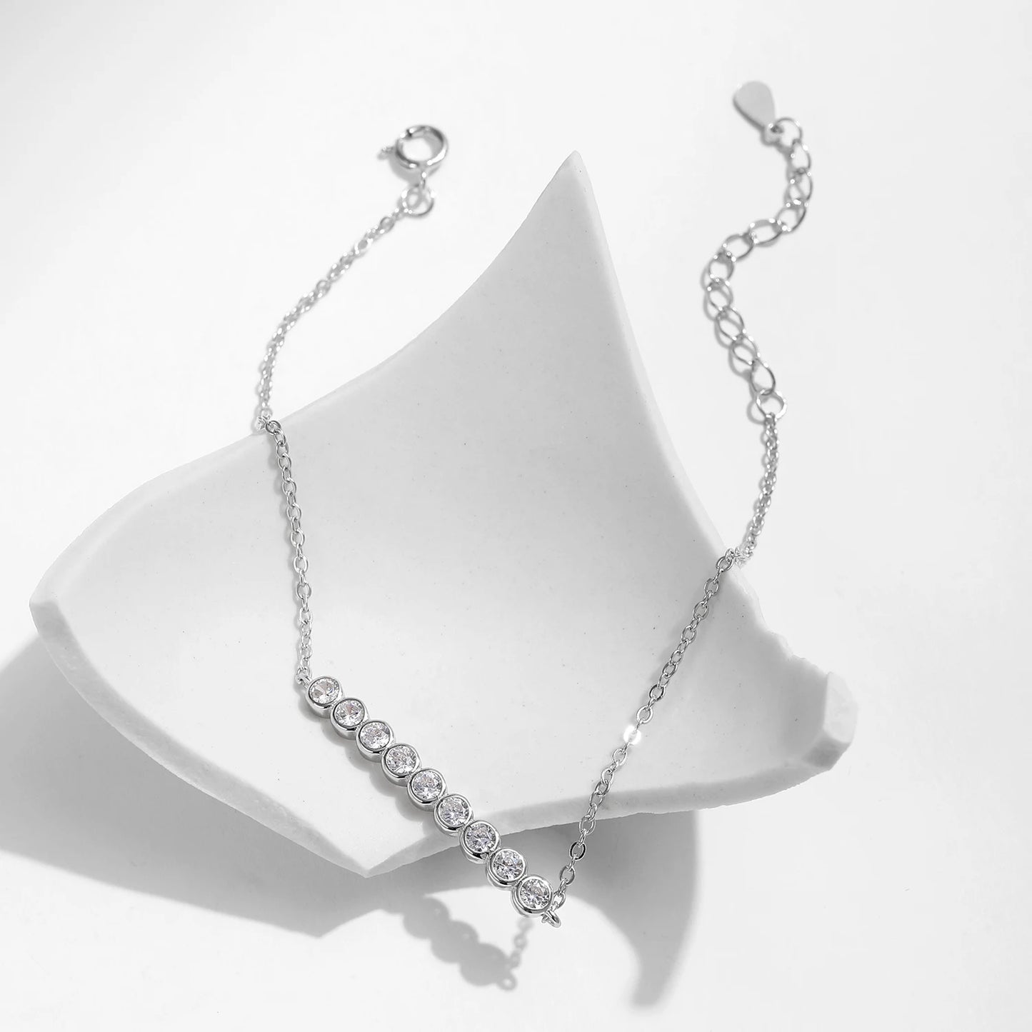 MODIAN D Color Moissanite 925 Sterling Silver Simple Bracelet Round Lab Diamond Chain Link Jewelry For Women Luxury Wedding Gift