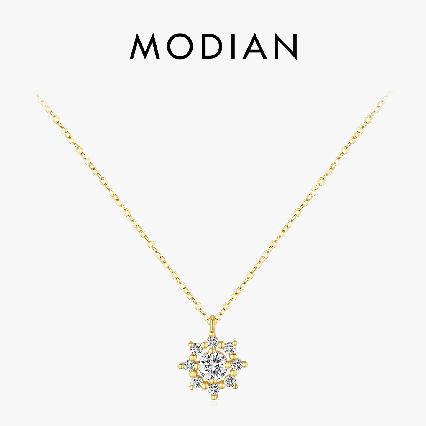MODIAN 0.5 Carat Moissanite Necklace D color VVS1 Lab Diamond Snowflake Necklace For Women 925 Sterling Silver Jewelry