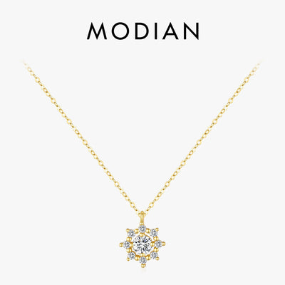 MODIAN 0.5 Carat Moissanite Necklace D color VVS1 Lab Diamond Snowflake Necklace For Women 925 Sterling Silver Jewelry