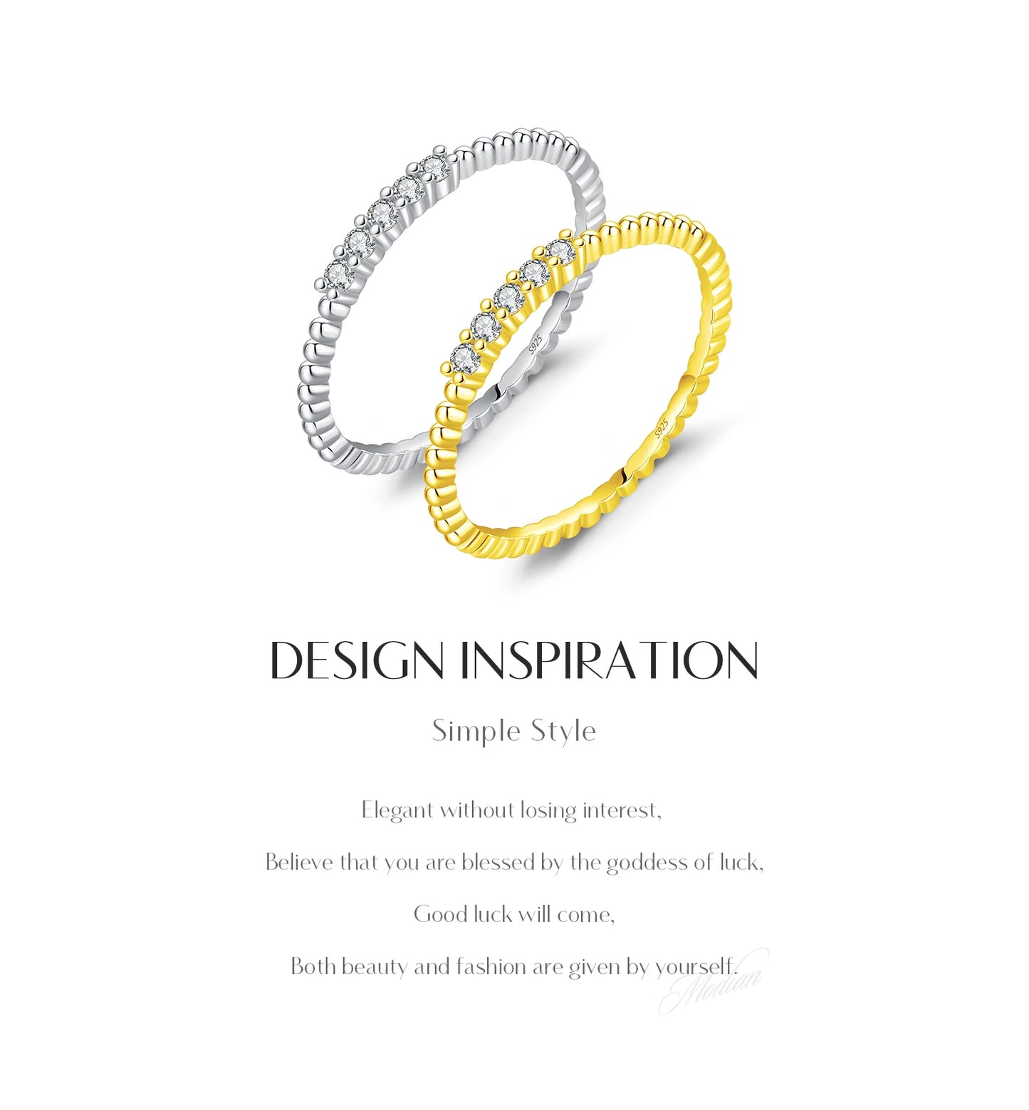 MODIAN Sparkling Moissanite Eternity Band Ring 925 Sterling Silver Stackable Popular Finger Rings For Women Party Jewelry