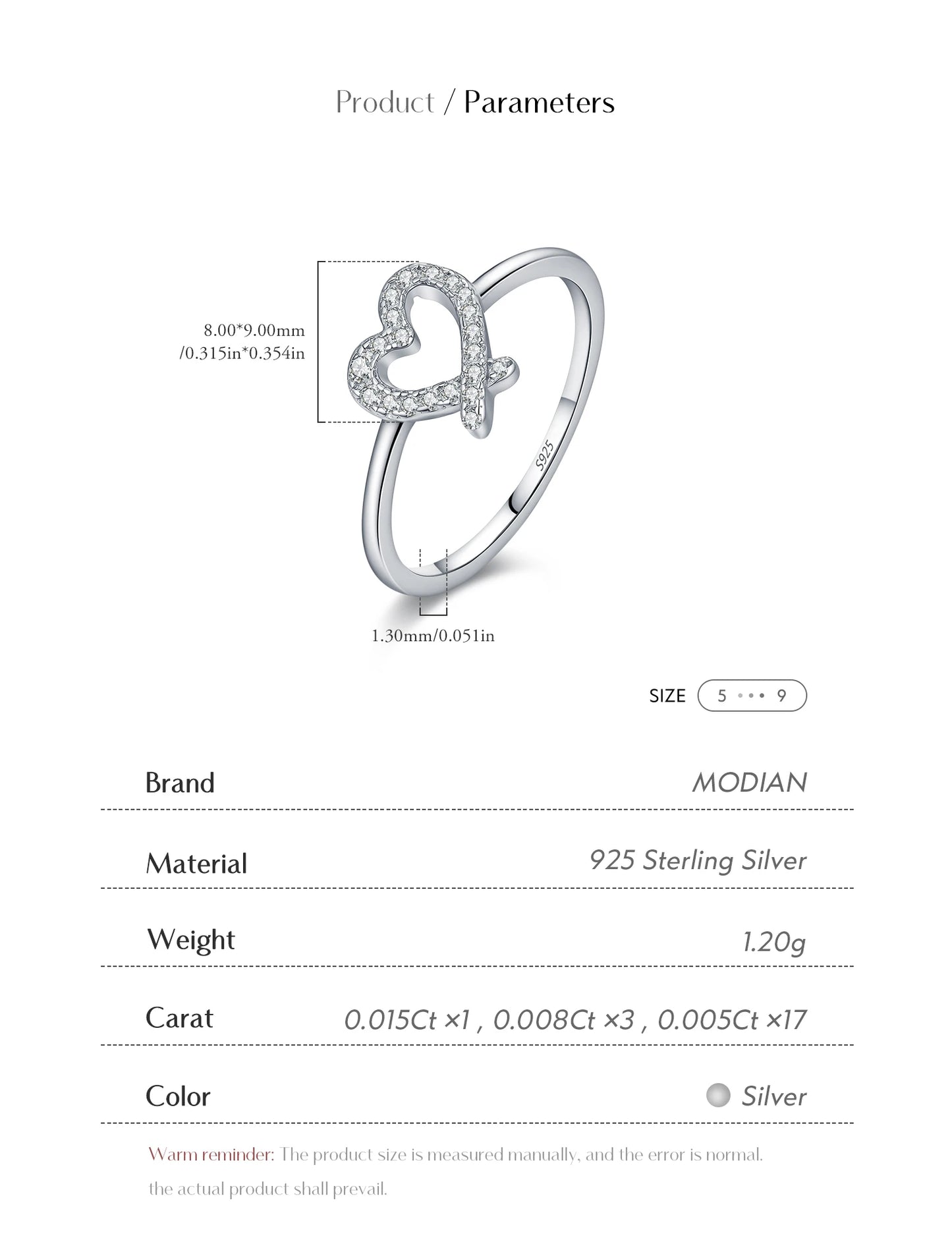 MODIAN Sparkling D Color Moissanite 925 Sterling Silver Rings Irregular Hollow Heart Finger Rings For Women Fine Jewelry