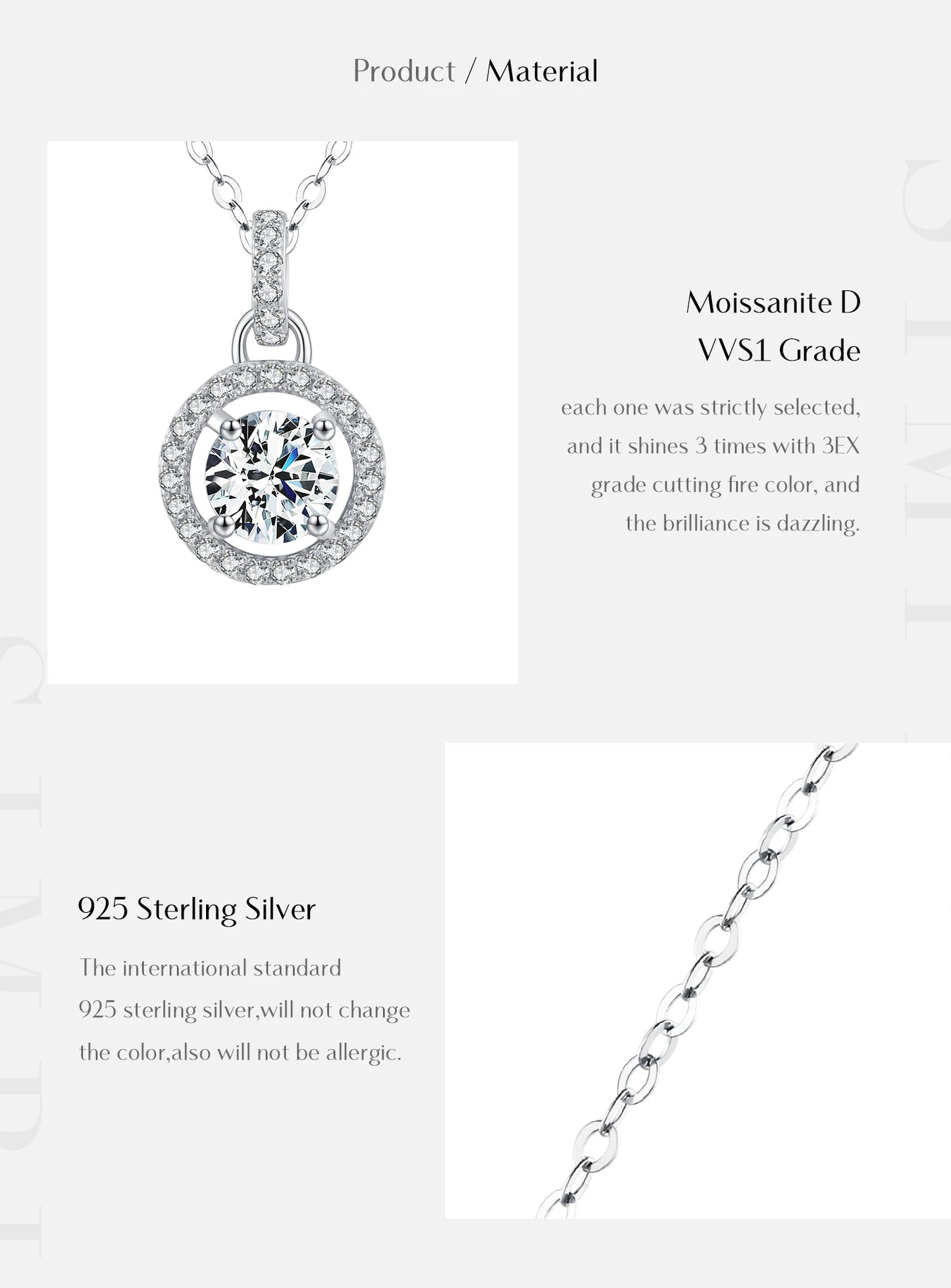 MODIAN 1 Carat D color Moissanite Pendant Necklace For Women 925 Sterling Silver Wedding Bridal Fine Jewelry With Certificate