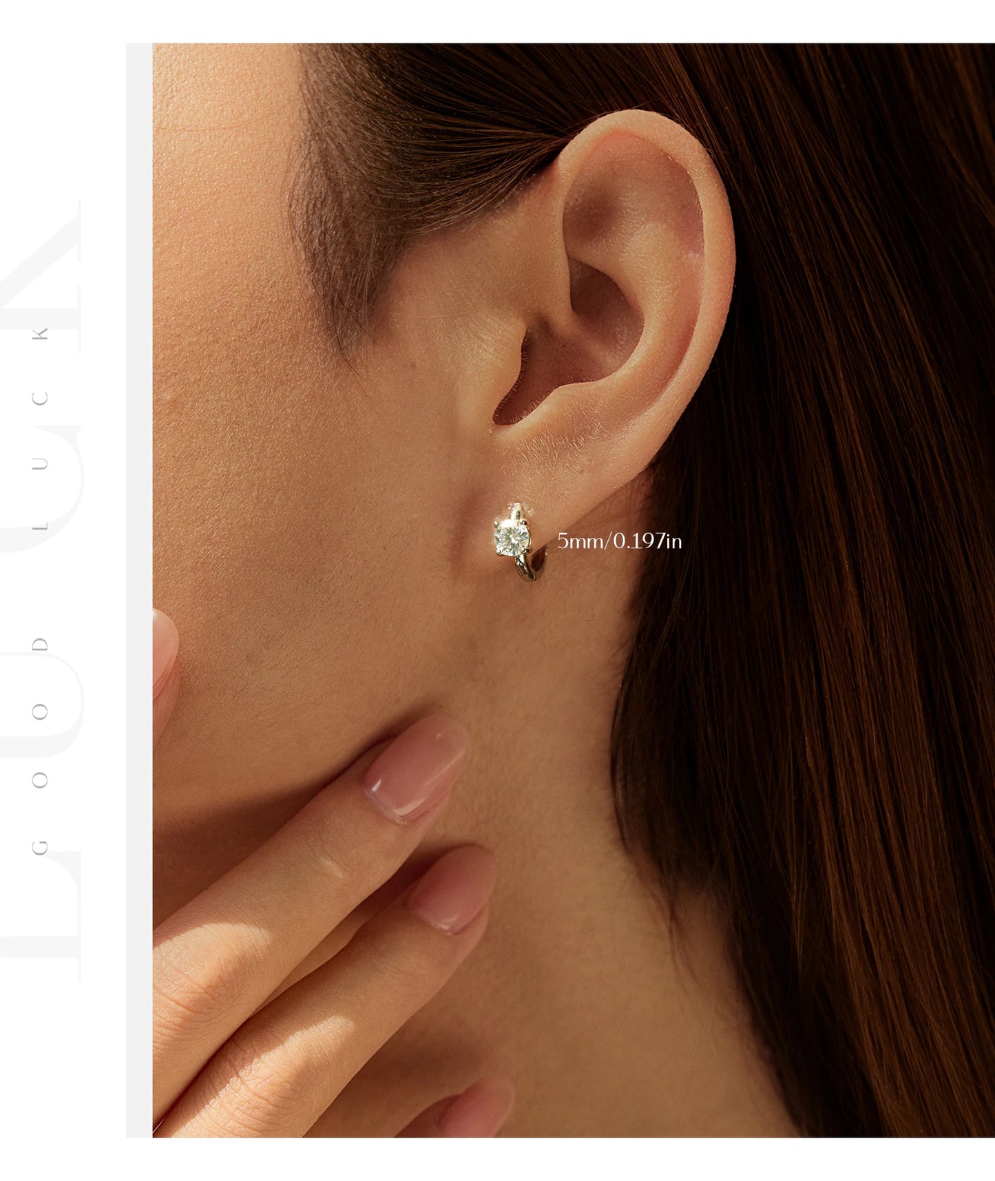 MODIAN 1CT/2CT D Color Moissanite Ear Buckle 925 Sterling Silver Classic Round Hoop Earrings For Women Fine Wedding Jewelry