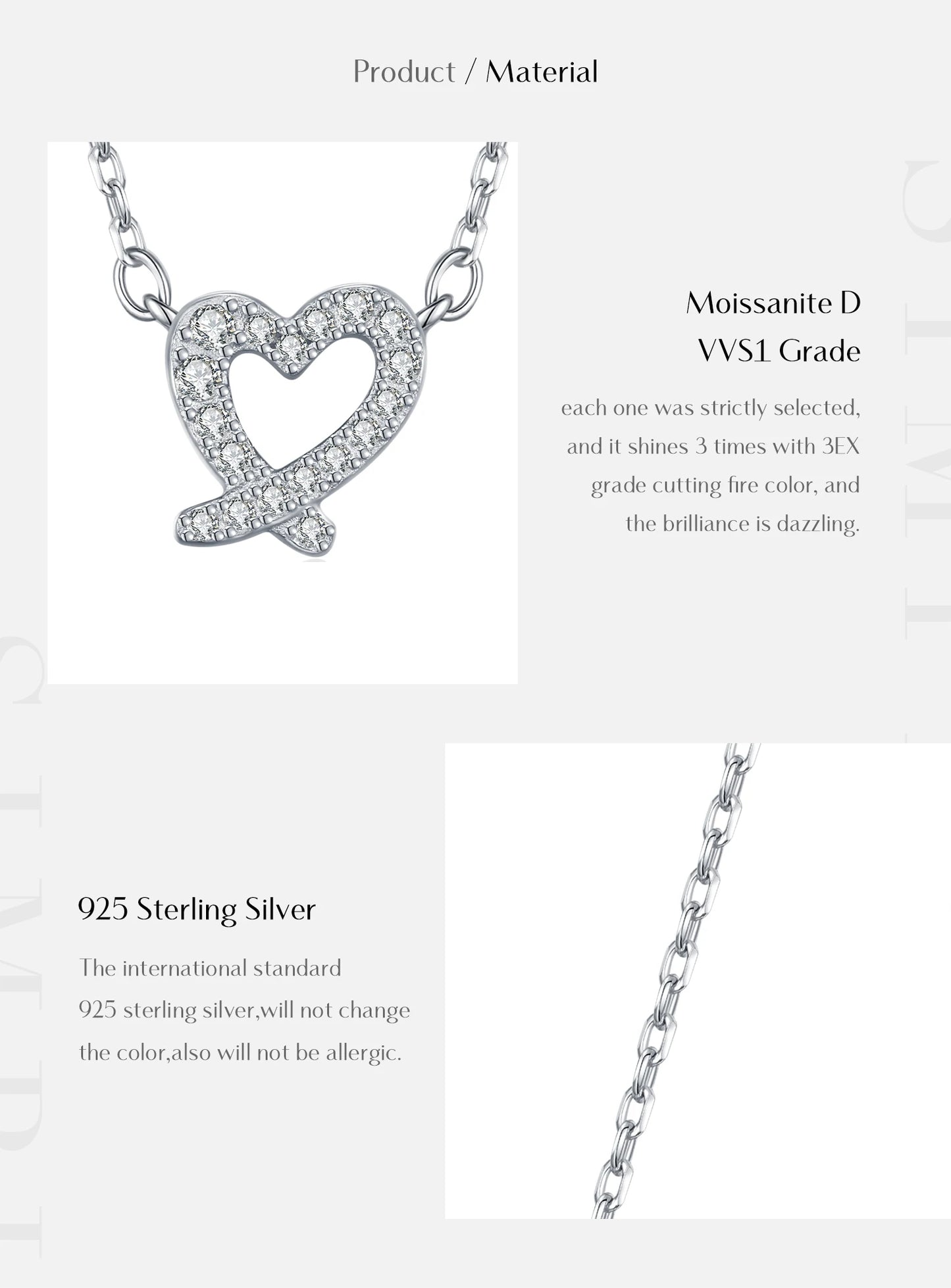 MODIAN D Color Moissanite Necklaces 925 Sterling Silver Exquisite Sweet Irregular Heart Pendant Necklace For Women Fine Jewelry