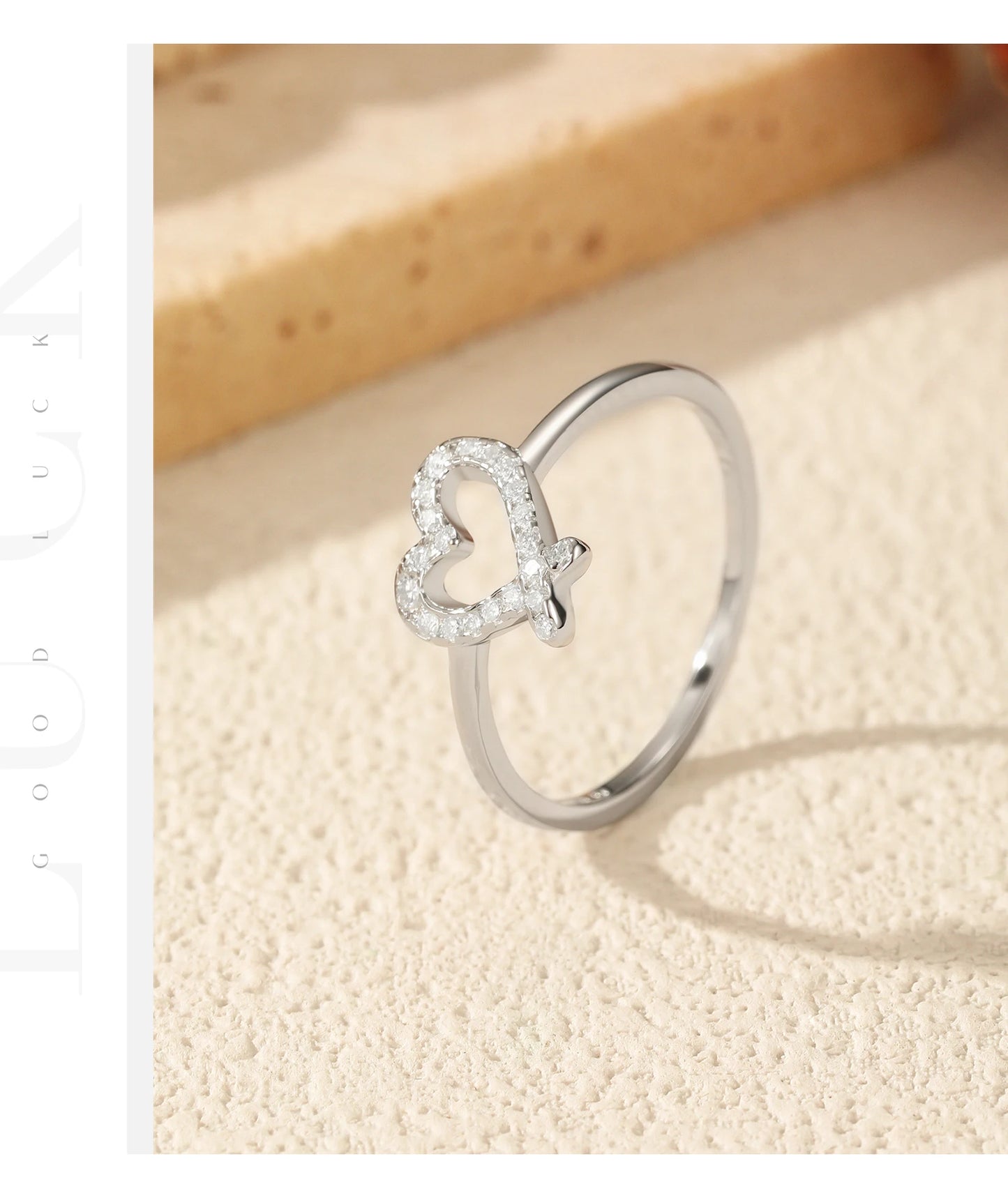 MODIAN Sparkling D Color Moissanite 925 Sterling Silver Rings Irregular Hollow Heart Finger Rings For Women Fine Jewelry