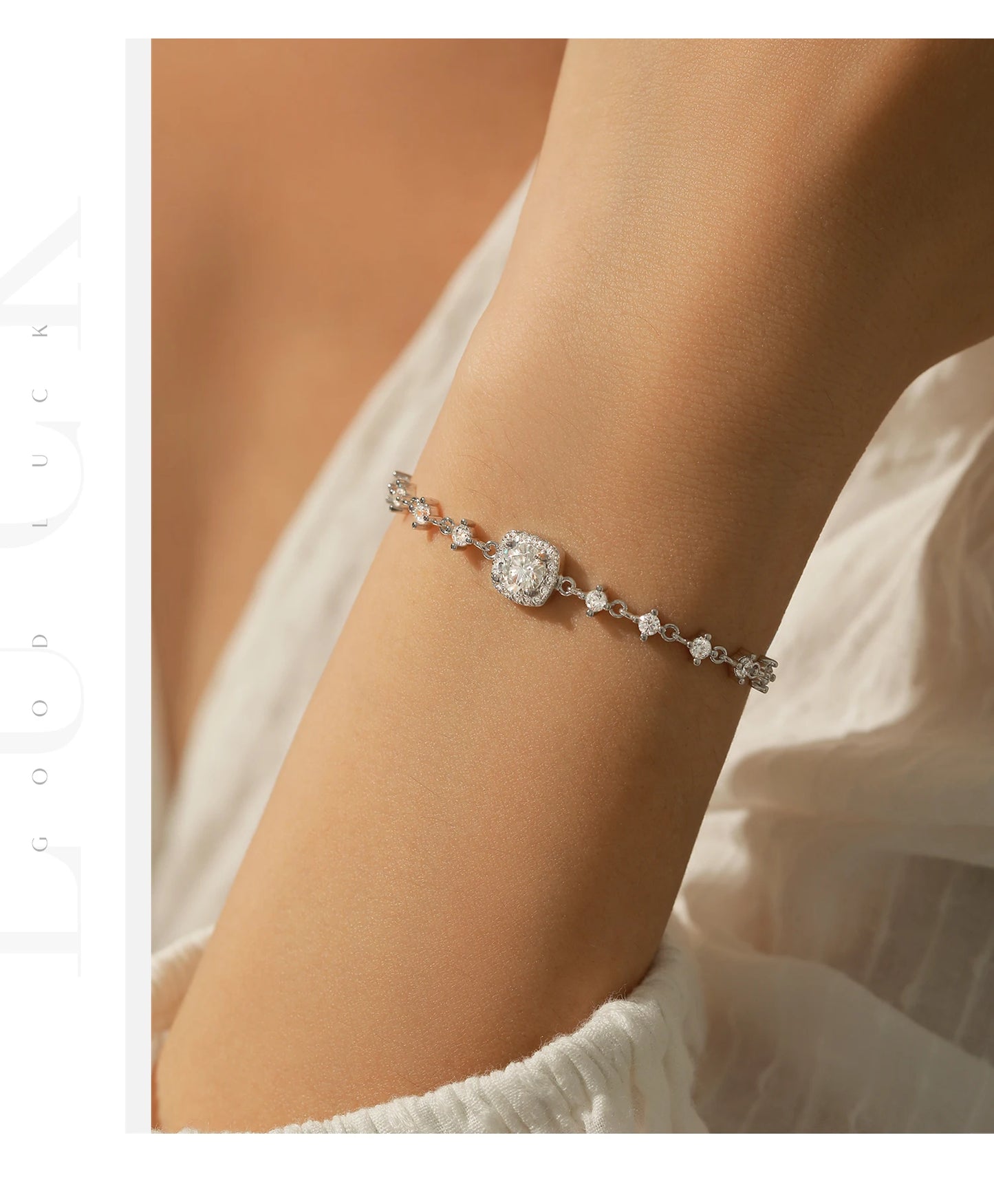 MODIAN D Color Moissanite 925 Sterling Silver Luxury Geometric Charm Necklace Bracelet For Women Wedding Statement Jewelry Set