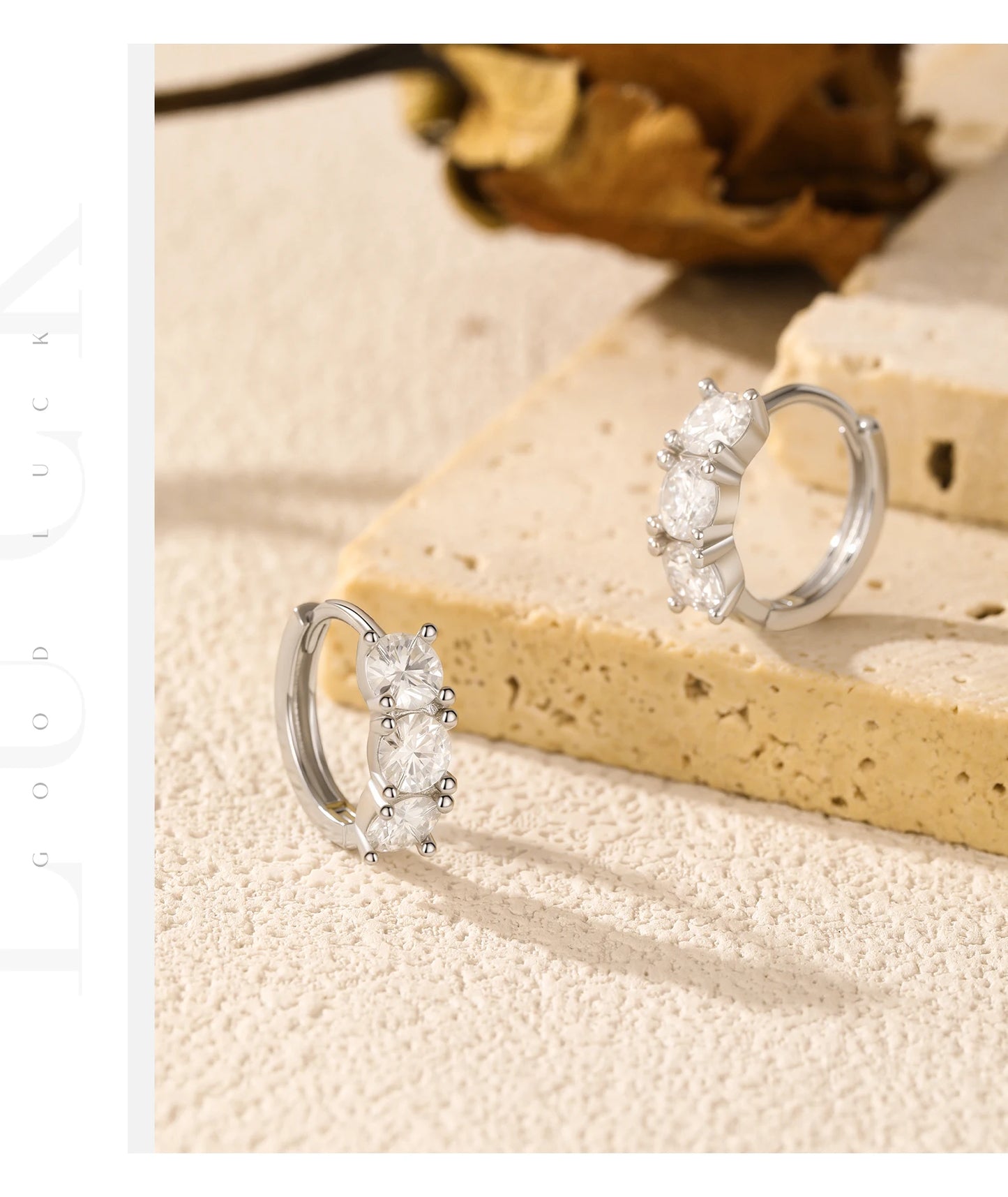 MODIAN D Color Moissanite Classic Ear Buckle 925 Sterling Silver Trendy Round Stackable Hoop Earrings For Women Fine Jewelry