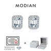 MODIAN Emerald Cut Moissanite Ear Studs 925 Sterling Silver Classic Luxury Halo Earrings For Women Wedding Fine Jewelry Gift