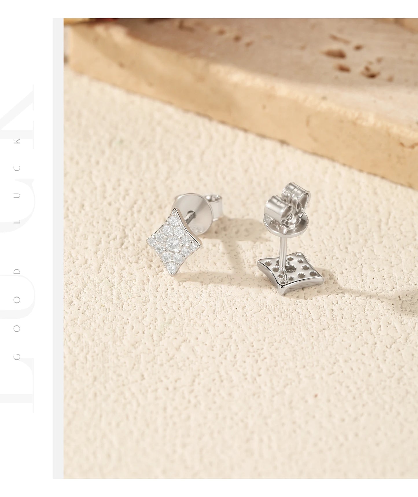 MODIAN Sparkling Rhombus Moissanite Ear Studs 925 Sterling Silver Trendy Stackable Stud Earrings For Women Daily OL Fine Jewelry