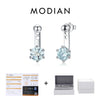 MODIAN D Color VVS1 Round Teal Moissanite Ear Climbers 925 Sterling Silver Luxury Trendy Stud Earrings For Women Fine Jewelry