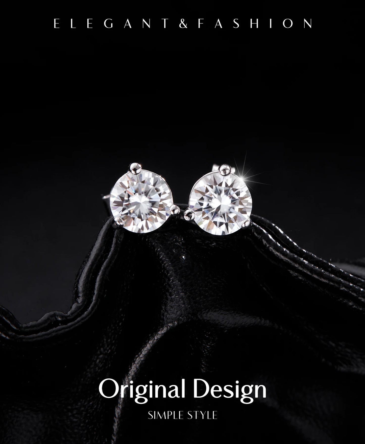 MODIAN D Color 1CT Moissanite Earrings 925 Sterling Silver Sparkling Three Prong Setting Stud Earrings For Women Wedding Jewelry