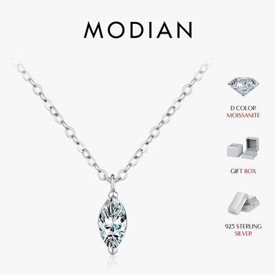 MODIAN D Color Rhombic Moissanite Necklaces 925 Sterling Silver Simple Link Chain Pendant Necklace For Women Fine Jewelry Gifts