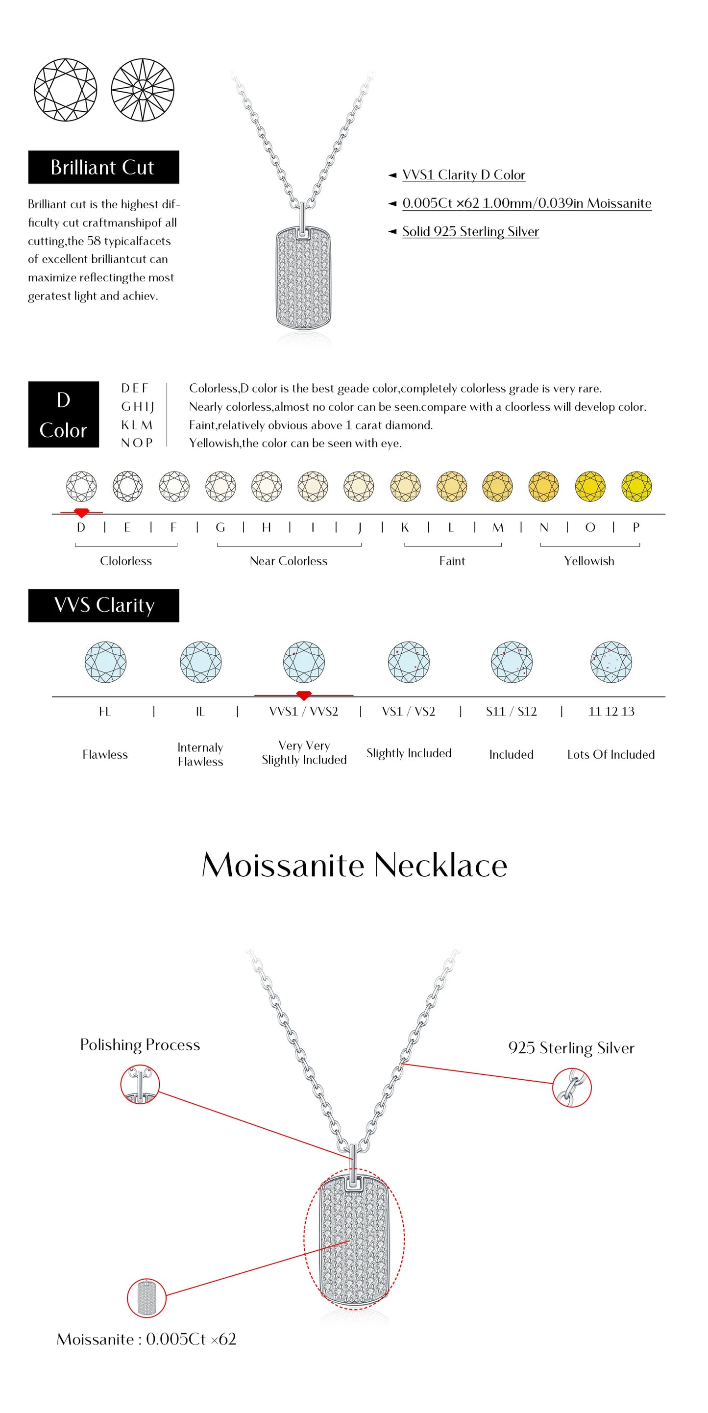 MODIAN D Color Moissanite Rectangle Brand Necklace 925 Sterling Silver Trendy Stackable Pendant Necklaces For Women Fine Jewelry