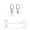 MODIAN D Color Round Moissanite Ear Buckles 925 Sterling Silver Fashion Stars Hoop Earrings For Women Wedding Jewelry Gifts
