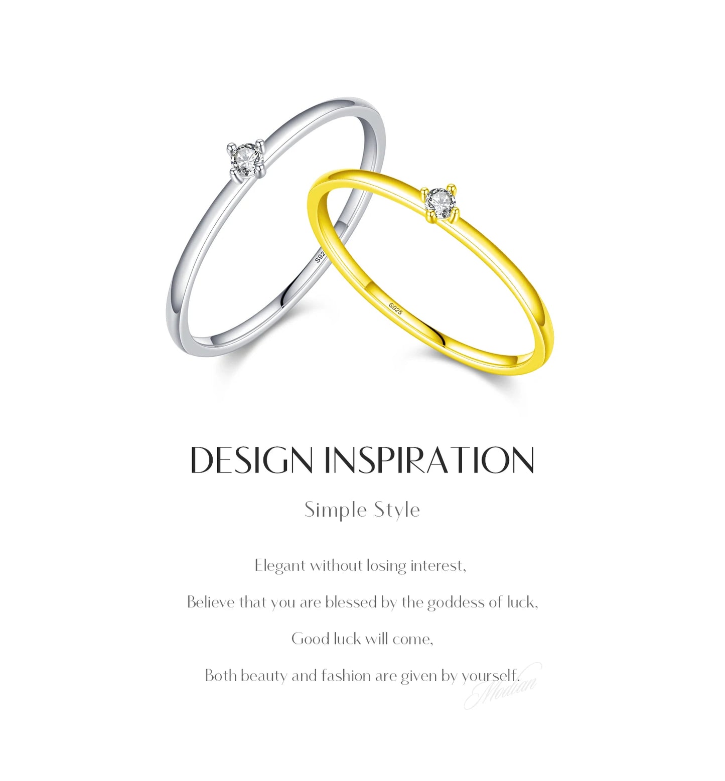 MODIAN Exquisite D Color Round Moissanite Finger Rings 925 Sterling Silver Classic Twinkling Wedding Jewelry For Women Gifts