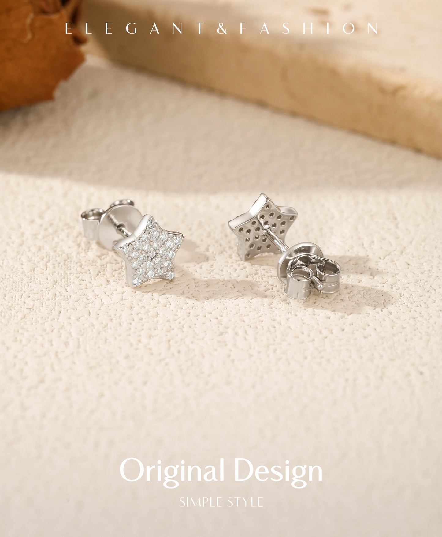 MODIAN D Color Shinning Moissanite 925 Sterling Silver Cute Stars Stud Earrings For Women Daily Party Fine Jewelry Accessories