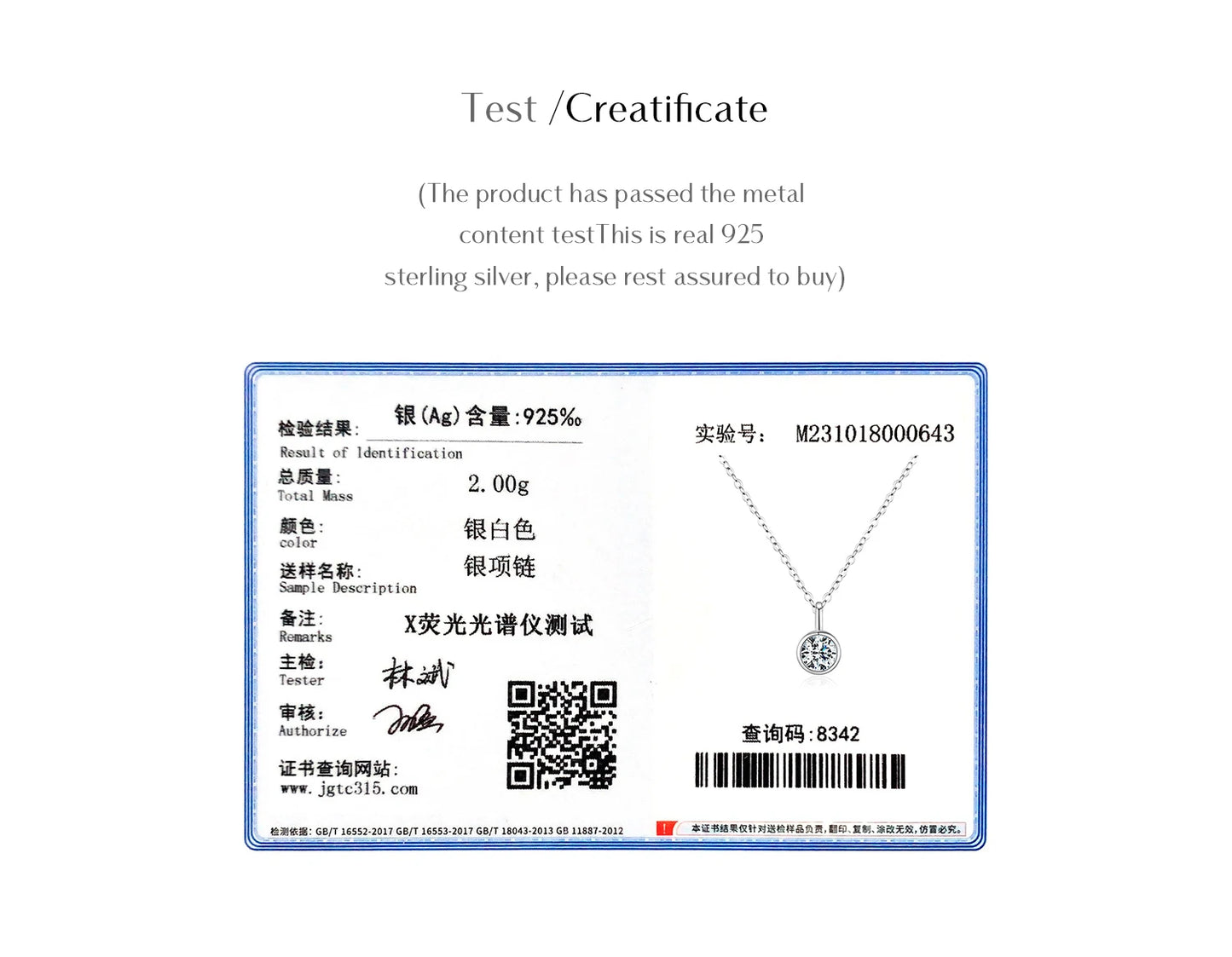 MODIAN 1 Carat D Color Round Bezel Setting Moissanite Pendant Necklace 925 Silver Lab Diamond Women Jewelry With Certificate Box