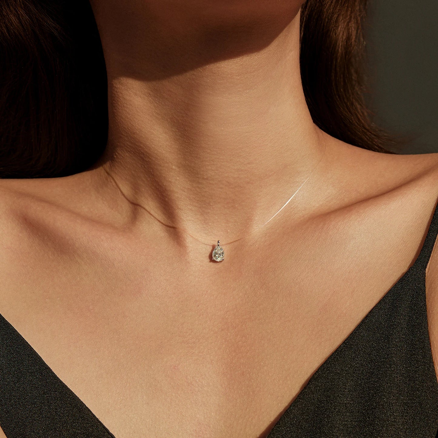 MODIAN D Color Water Drop Moissanite Necklace 925 Sterling Silver Fishing Line Choker Pendant Necklaces For Women Jewelry Gifts