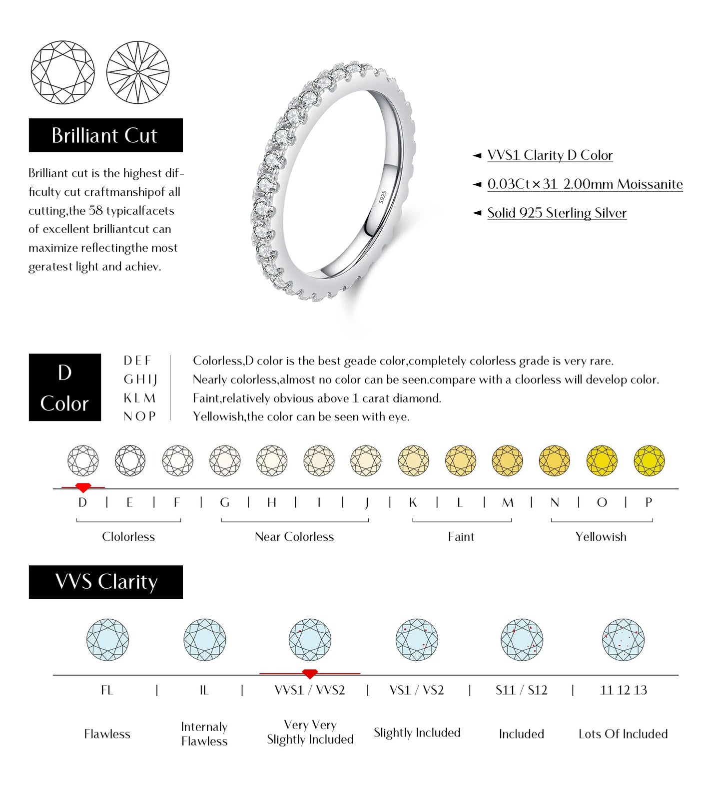 MODIAN Luxury D Color Moissanite Band Stackable Ring For Women Real 925 Sterling Silver Wedding Jewelry With Exquisite Box Gift