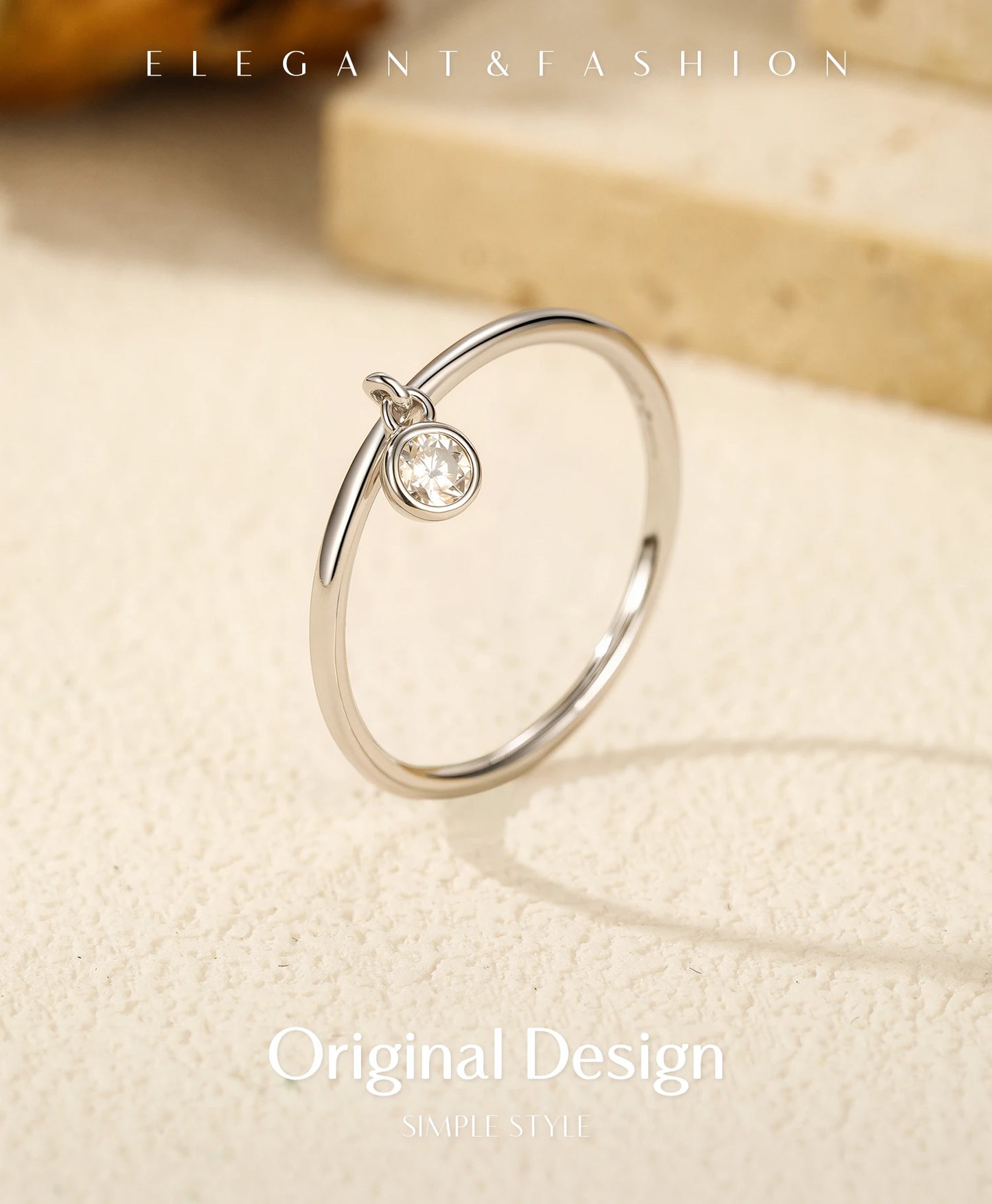 MODIAN D Color Round Moissanite Ring 925 Sterling Silver Small Charms Sparkling Finger Rings For Women Wedding Jewelry Gift